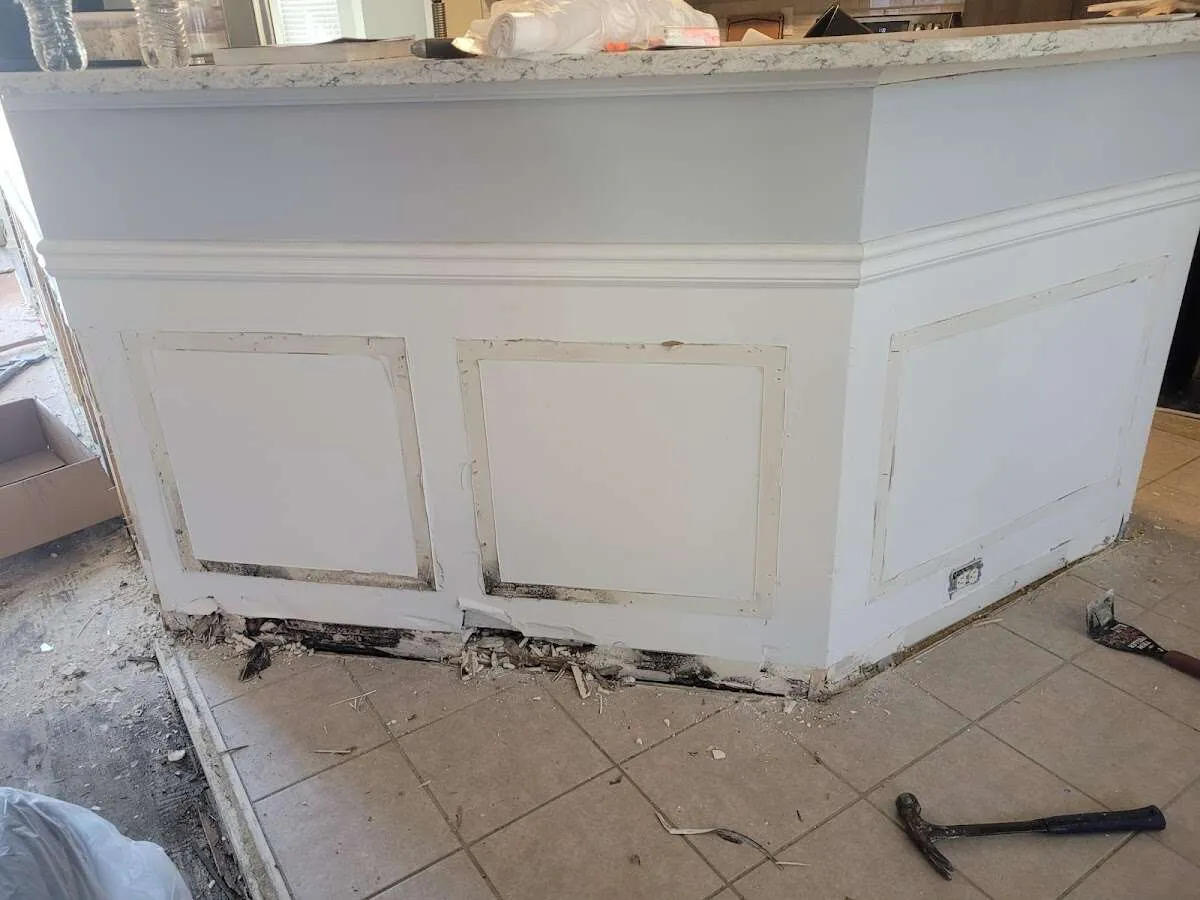 Water damage and mold on kitchen during Storm Damage Restoration in Ave Maria